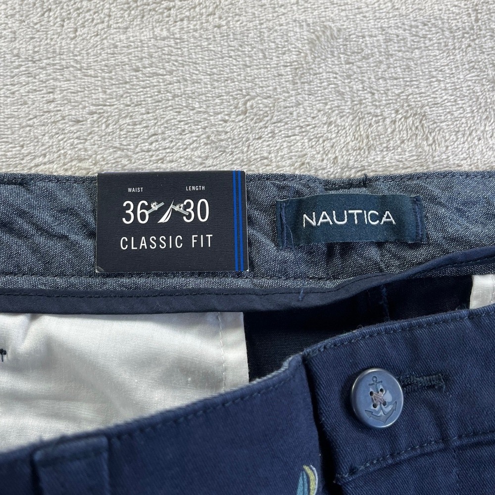 Nautica Deck Pant Mens 36x30 Navy Blue NEW Sailboat Embroidered Classic Fit - Picture 3 of 12